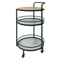 Chariot de service commercial multifonctionnel moderne à 3 niveaux avec cadre métallique et verre cannelé pour salon, salle à manger, cuisine, bar à domicile et hôtels