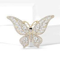 Broche Papillon Antique en Alliage avec Strass, Multifonctionnelle, Fermoir de Broche Vintage, Cadeau de Luxe Tendance pour Femme, Vente en Gros