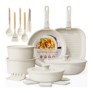 Set di Pentole AiMW Serie DH in Lega di Alluminio Antiaderente da 23 Pezzi con Manici Staccabili, Padelle e Casseruole per Doppio Fuoco - Product Image 1