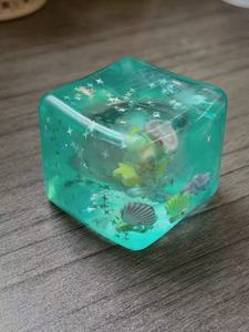 SummerRoo79 Malt Sugar Star Island Cube Teal Color with Shells and Stars Fidget Toy for Kids 8-13 Years Unisex Silicone Rubber - Product Image 6