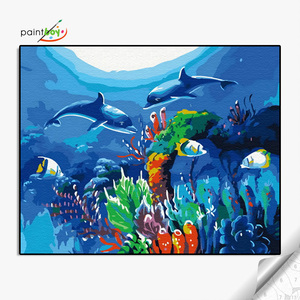 GX36087 40*50cm Cá sơn by Numbers <span class=keywords><strong>On</strong></span> <span class=keywords><strong>Canvas</strong></span> biển sâu dầu động vật Sơn Mộc bán buôn - Product Image 1