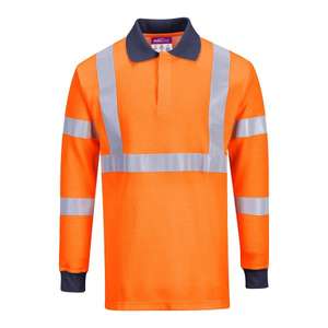 PORTWEST - FR76ORRL Flame resistant RIS <b>orange</b> <b>polo</b> shirt - EAN 5036108274024 FLAME RESISTANT WORKWEAR - Product Image 1