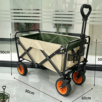 Chariot de courses pliable à quatre roues en acier au carbone, idéal pour le camping, les pique-niques et la plage - Personnalisable OEM