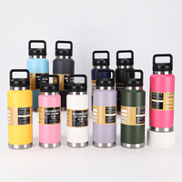 Thermos en acier inoxydable réutilisable personnalisé de 600 ml, 800 ml, 1100 ml avec boucle de transport pour cadeaux avec logo, bureau, extérieur, voyage