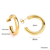 Boucles d'oreilles créoles Huggie pour femmes, plaquées or 18 carats, en acier inoxydable, de haute qualité, personnalisées, classiques, vintage, géométriques