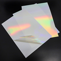 8,5x11 A4 brillante PET transparente Arco Iris holografía vinilo adhesivo papel impermeable PE acrílico adhesivo para impresora de inyección de tinta