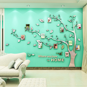 Ensemble d'autocollants muraux pour cadre photo Big Tree avec effet miroir, art décoratif en acrylique 3D pour salon et chambre modernes - Product Image 3
