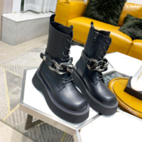 Sepatu Bot Kulit Wanita, Bot Desainer Ankle Kulit Elegan Modis Berkendara Datar Menambah Harga