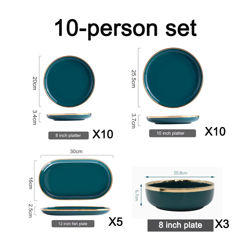 Ensemble vert pour 10 personnes