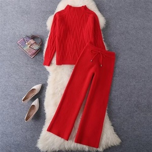 Fashionable Women'<strong>s</strong> Casual Twin Set Autumn Cable Knit Pants <strong>Sweater</strong> - Product Image 4