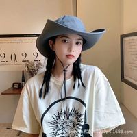 Chapeau de pêcheur rayé d'été anti-UV en acrylique, casquette de randonnée à large bord pour l'extérieur