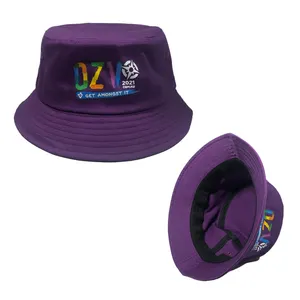 Cappello a secchiello personalizzato con logo di qualità Premium colorato stampato pesca viola cotone berretto germania cappello pazzo per gli appassionati di calcio