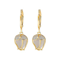 SongYi Luxe Vintage Valentijnsdag Cadeau Opaal Zonnebloem Kristal Trendy Hangertje Sieraden Oorbellen