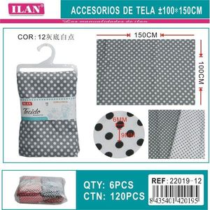 Tessuto a pois Iln 100x150cm grigio con pois bianchi per artigianato e cucito - Product Image 1