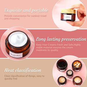 Pots en plastique écologiques 150g 250g 500g avec couvercle en bambou à vis, 8oz, ambrés dépolis, pour cosmétiques, beurre corporel, crème pour les yeux, lotion - Product Image 3