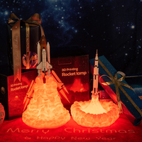 Lampe Fusée à Imprimé 3D, Veilleuse à LED, Chargeur USB, Lampe de Navette Spatiale et Lumières de Lune, Décoration de Table pour Amoureux de l'Espace