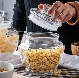 Bocal <span class=keywords><strong>en</strong></span> verre gaufré à rayures de 2000ml/650ml avec couvercle pour le stockage des <span class=keywords><strong>cornichons</strong></span> et des fruits secs, idéal pour les cadeaux, vente <span class=keywords><strong>en</strong></span> gros - Product Image 4