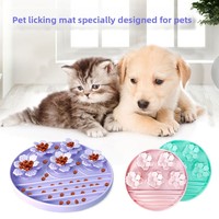 Plat et bol à lécher en silicone pour chats et chiens, à alimentation lente, avec ventouse faible, style fleur, forme ronde