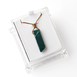 Collier pendentif en pierre naturelle faite à la main, quartz rose, rectangle irrégulier, pierre de guérison, cristal d'ambre, pilier noué - Product Image 4