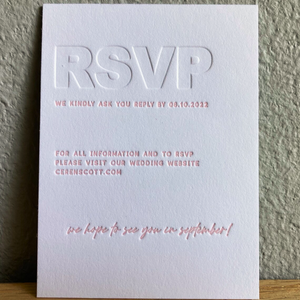 Élégantes invitations de mariage en papier coton, imprimées en typographie avec gaufrage et débossage couleur, accessoires pour célébrations de mariage - Product Image 2