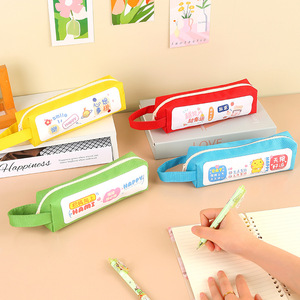 Estuche para lápices de lona inspirador, bolsa de papelería para escuela y oficina con cremallera y estampado digital, gran capacidad, estilo coreano, novedad - Product Image 2