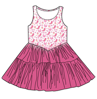 Robe d'été pour enfants, robe à volants sans manches à fleurs vertes, robe évasée pour filles, robe douce et confortable pour tous les jours