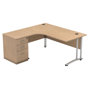 L hình dạng nhà nghiên cứu dài máy tính để bàn văn phòng máy tính bảng đơn giản hiện đại với ngăn kéo tủ lưu trữ - Product Image 1