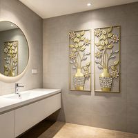 Décoration Murale Florale en Métal de Luxe, Sculpture Murale Suspendue en Forme de Feuille pour Salon, Canapé, Entrée, Décoration Intérieure