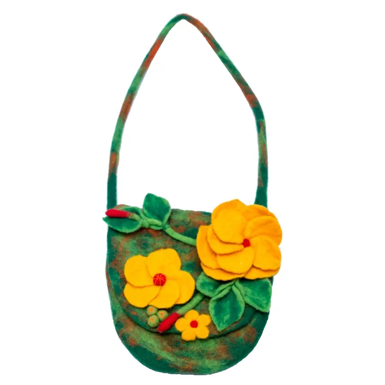 Wholesale High Quality Handmade Women Handbag Wool Felt Bags With Flower