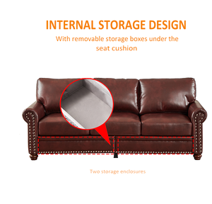 Canapé modulable carré 2+3 places avec rangement en similicuir bordeaux pour appartement/hôtel/villa - Product Image 5