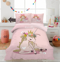 Belle literie mignon 3D numérique licorne housse de couette ensemble de literie 100% Polyester fille literie Collection bas quantité minimale de commande ensemble de linge de lit