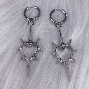 Boucles d'oreilles Cœur à épines creuses en acier inoxydable, style européen et américain, pour couple - Product Image 3