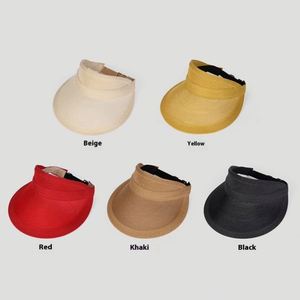 Visière en paille de papier pour femme, élégante et simple, à large bord, protection solaire, pour l'été et les trajets quotidiens - Product Image 2