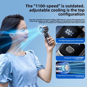 <span class=keywords><strong>Ventilateur</strong></span> portable à refroidissement semi-conducteur, moteur sans balais, 2000mAh-4000mAh, 8-12 heures d'autonomie, haute vitesse, pliable, tour de cou, turbo, 5 pales - Product Image 4