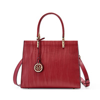 Sac à main pour femme en cuir de vachette pleine fleur gaufré, grand cabas élégant pour le bureau, avec bandoulière amovible et réglable