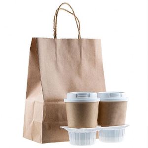 Bolsas de Papel Kraft Reciclado con Asa para Comida para Llevar, con Logotipo Impreso Personalizado, para Restaurantes - Product Image 2