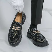 Mocassins plateforme jacquard floral rétro à semelle épaisse antidérapante, chaussures décontractées professionnelles confortables avec talon compensé pour le quotidien