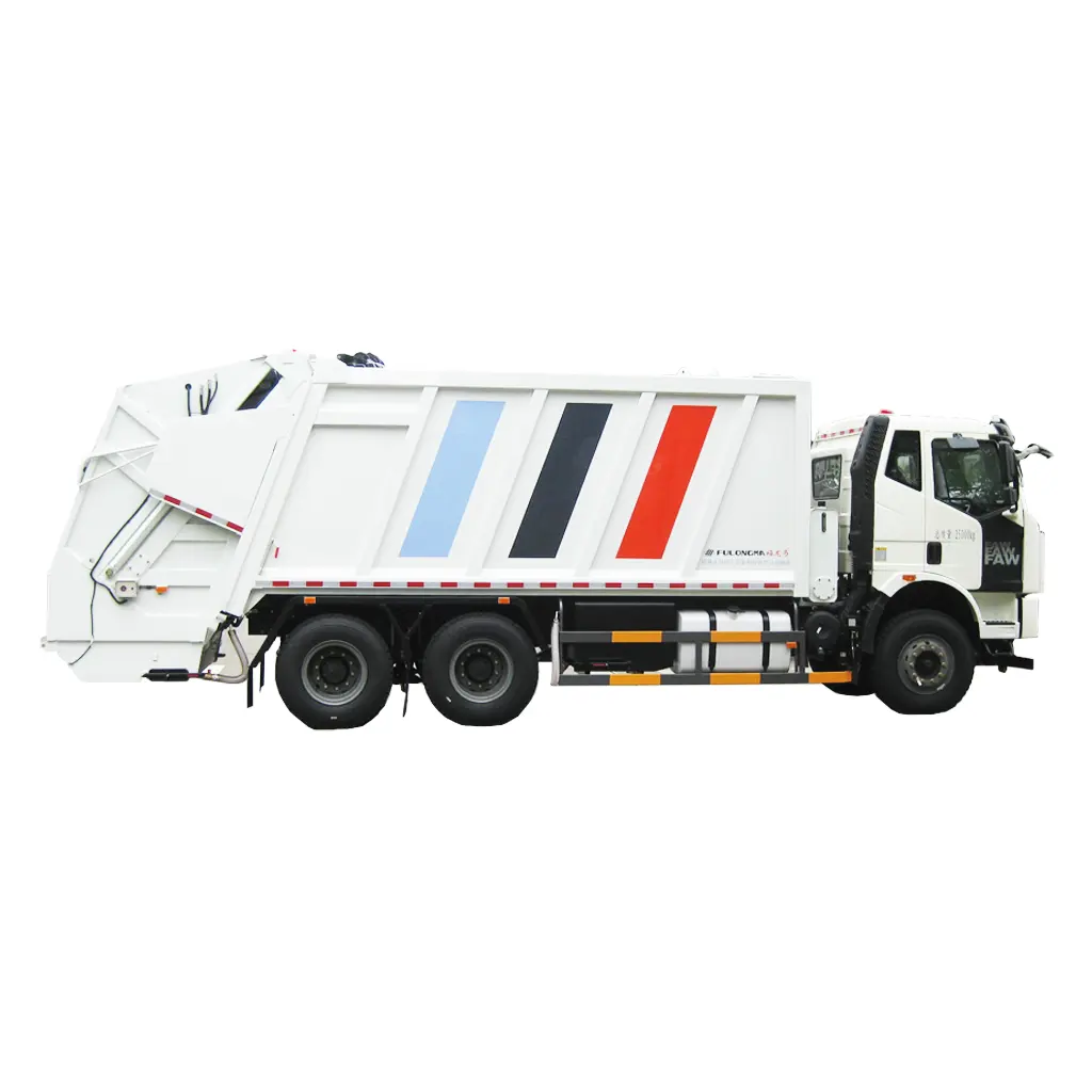 FAW After Docking With Chinese Made Garbage Dump Trucks, Road Rollers Are Used To Compress And Transport Garbage Trucks