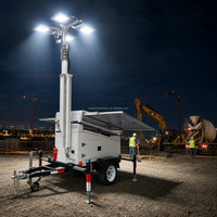 Tour d'éclairage solaire mobile de sécurité 4*100W à LED en silicium monocristallin avec certification CE et MPPT pour l'éclairage des zones éloignées