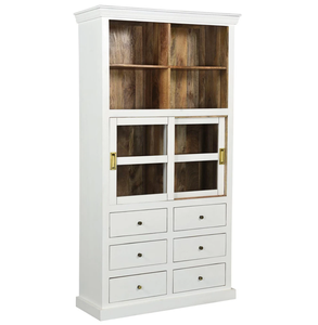Modern White Solid Wood Display Almirah with Elegant Storage and Contemporary Showcase Furniture for Living Room Dining <b>Wardrobe</b> - Product Image 1