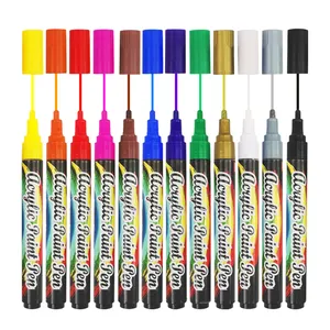 Оптовые продажи маркер-Заказные 12 видов цветов DIY покраска Перманентный водонепроницаемый тонкий наконечник акриловая краска маркер ручка набор