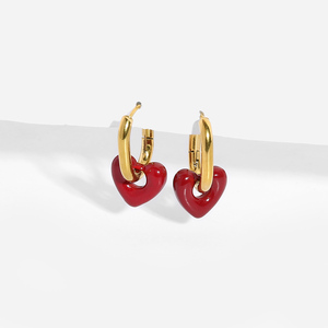 2025 nuovi gioielli di moda 18k oro placcato in acciaio inox Color prugna collana <span class=keywords><strong>a</strong></span> <span class=keywords><strong>cuore</strong></span> <span class=keywords><strong>aperto</strong></span> Set di gioielli - Product Image 6