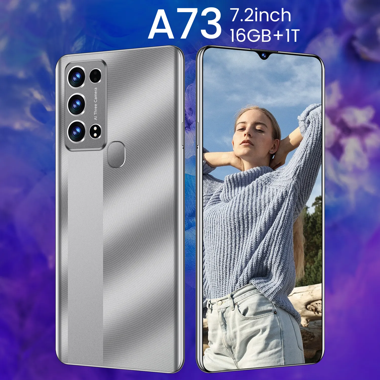 الهاتف الجديد الأصلي A73 16 جيجابايت + 1 تيرابايت 5G الهاتف الذكي 7.2 بوصة 100MP 8600mAh فتح القفل ببصمة الوجه أندرويد 12 الهاتف اللعب الذكي