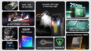 Ulefone Armor 34+ หน้าจอ 6.95 นิ้ว FHD+ 120Hz โทรศัพท์มือถือที่ทนทาน 16+512GB แบตเตอรี่ 25500mAh กล้องมองกลางคืน ไฟเตือน 5G Android 15 โทรศัพท์มือถือสำหรับกิจกรรมกลางแจ้ง - Product Image 4