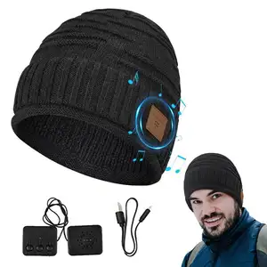 Bán Hot USB Có Thể Sạc Lại Dệt Kim Mui Xe Beanie Hat Màu Xanh Răng Hat Không Dây Mũ Màu Xanh Toother Cap