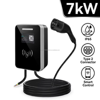 Nouvelle borne de recharge murale AC EV 7KW 32A en TPU durable, station de charge EV murale Type 1 Type 2 GBT pour applications domestiques et commerciales