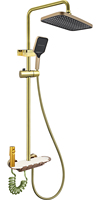HEZEE Robinet de douche thermostatique minimaliste doré moderne de luxe pour salle de bain domestique, eau froide et chaude