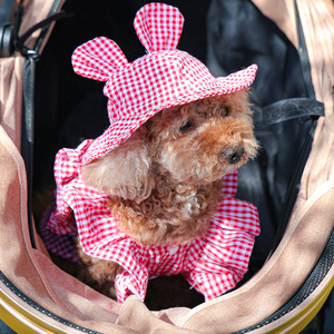 Pet <b>clothes</b>, dog and <b>cat</b> outfits, small dog outfits, stylish, casual, fashionable, romantic, cute plaid sun hats - Product Image 1