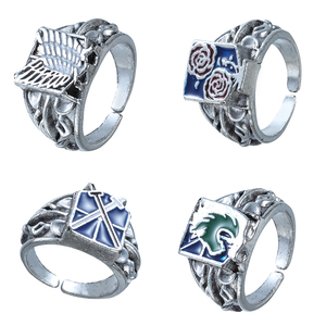 Anello Regolabile con Emblema degli Quattro Corpi dell'Attacco dei Giganti, Anello delle <span class=keywords><strong>Ali</strong></span> <span class=keywords><strong>della</strong></span> Libertà del Corpo d'Indagine - Product Image 1