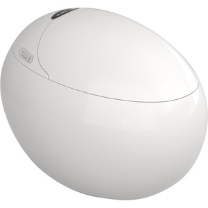 WC a pavimento bianco a forma di U, design moderno minimalista, con scarico a sifone, completamente automatico e telecomandato, Smart Toilet - Product Image 1